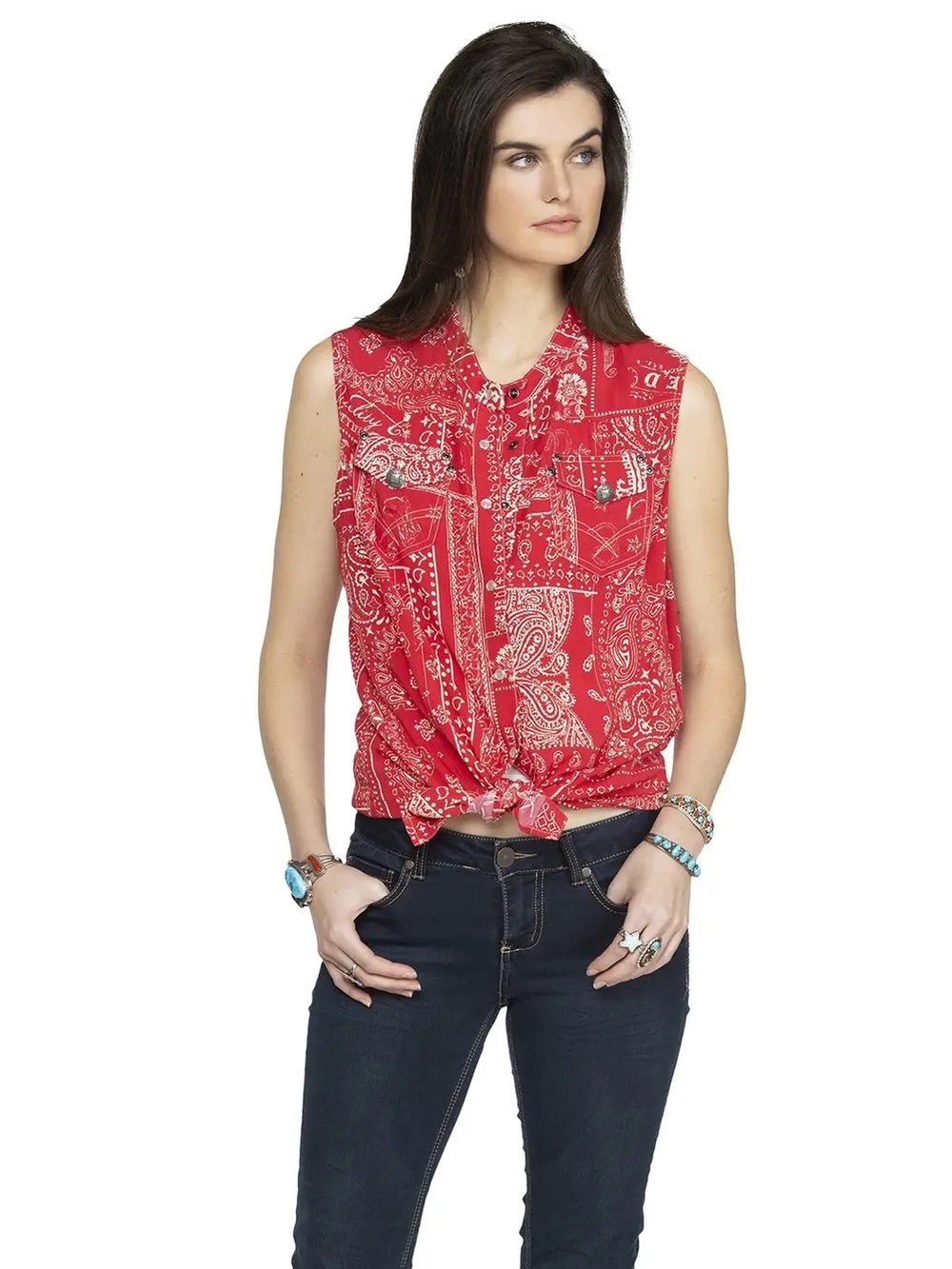 Double D Ranch Sleeveless Bandana Button Up